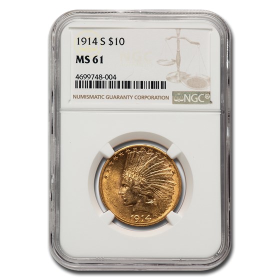 1914-S $10 Indian Gold Eagle MS-61 NGC 1914-S $10 Indian Gold Eagle MS-61 NGC